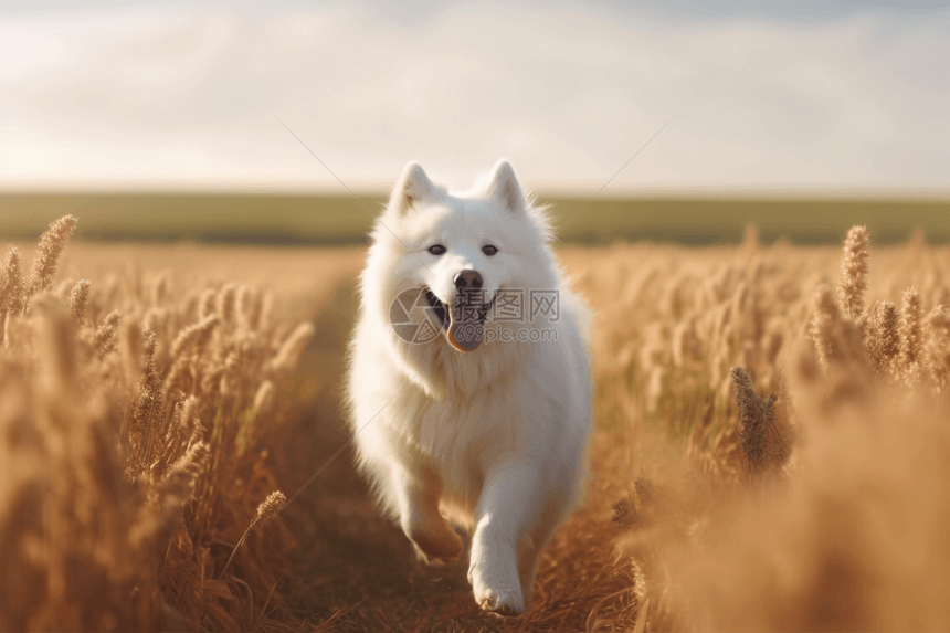 快乐的萨摩耶犬图片