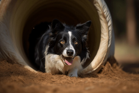 可爱的牧羊犬在户外背景图片