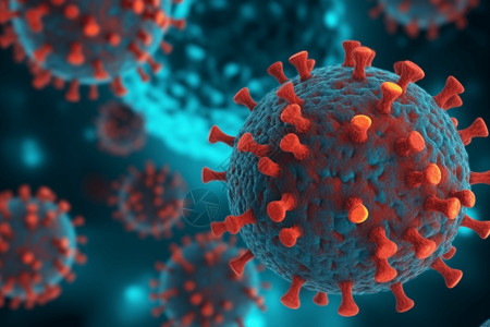3d抽象covid 19病毒细胞背景图片