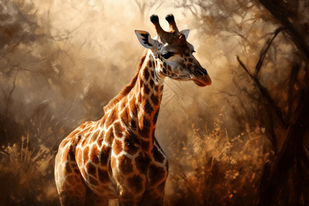 野外的长颈鹿背景图片