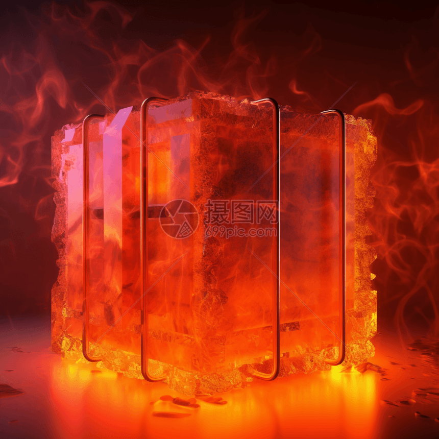 燃烧的方形电池图片