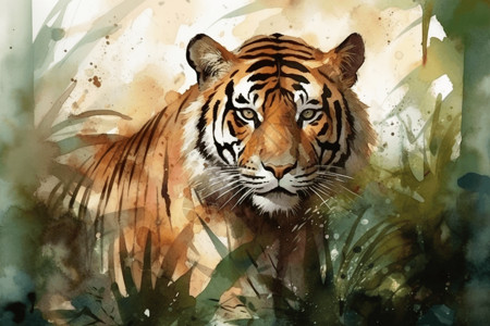 老虎的水彩插图图片