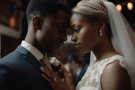 新婚的黑人夫妇背景图片