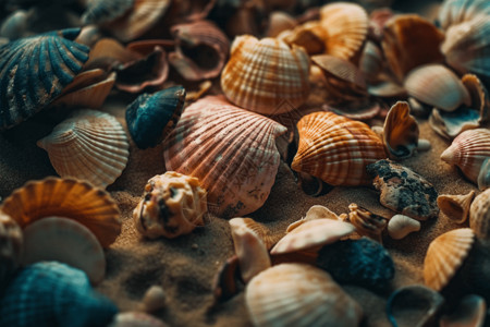 沙子上的贝壳背景图片