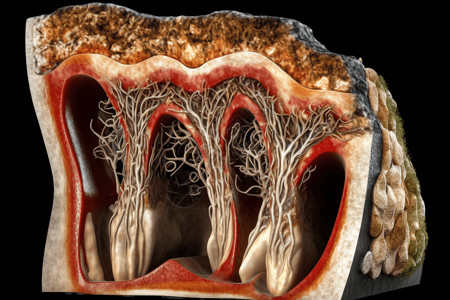 人类牙齿横截面高清图片
