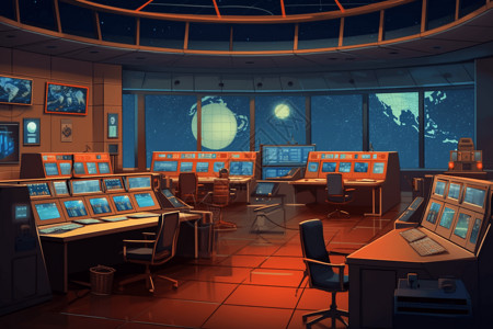 未来感的控制室背景图片