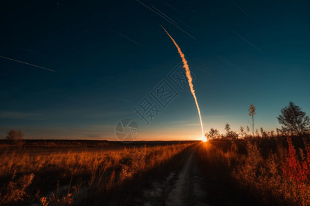科技轨迹火箭划过天空设计图片