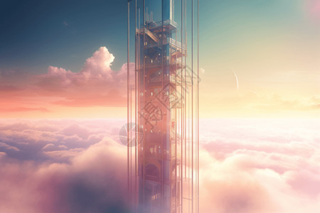 梦幻般的太空电梯背景图片