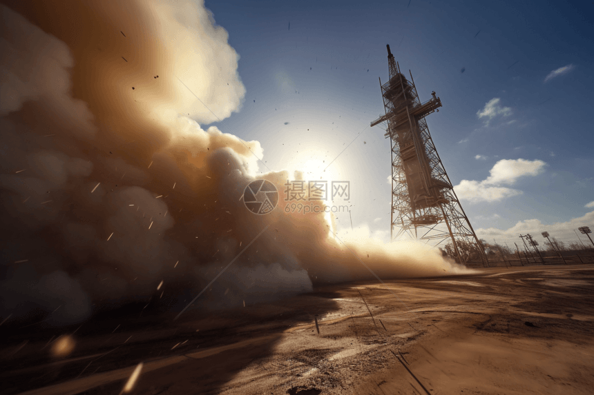 火箭从发射台上升空图片