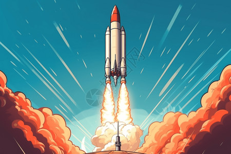 火箭离开发射台平面插图背景图片