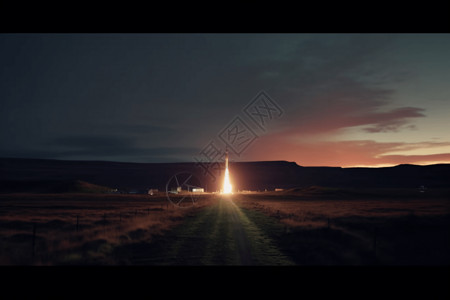 黎明时火箭发射图片