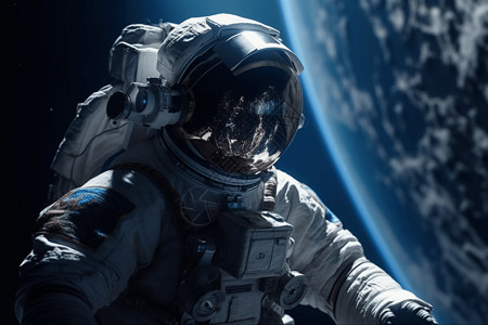 宇航员在太空特写镜头航天日高清图片素材