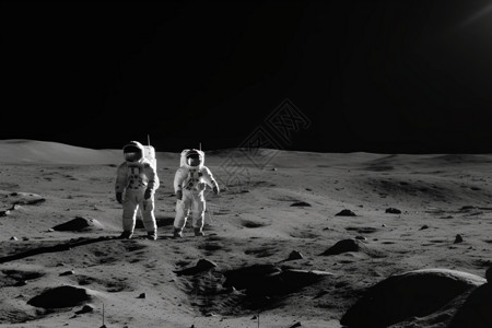 宇航员降落在月球科技高清图片素材