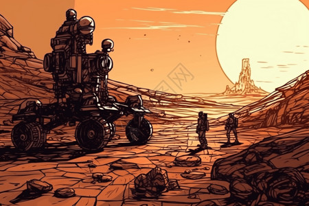 火星漫游者探险背景图片