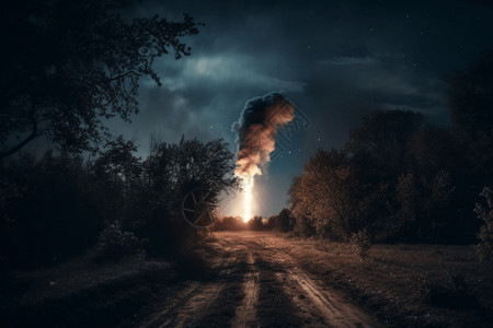 夜间火箭发射场景背景图片