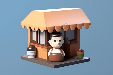咖啡店模型背景图片