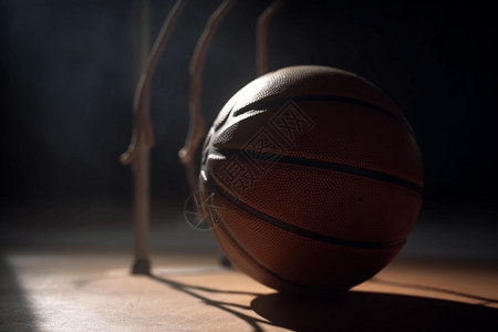 篮球放在篮球场地上背景图片