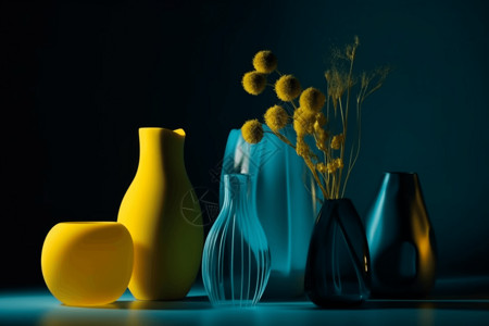 黄色花瓶艺术品图片