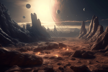 沙漠中星星外星星球场景渲染图设计图片