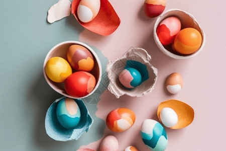 复活节的彩色鸡蛋背景图片