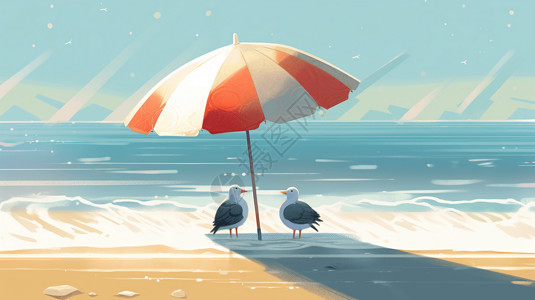 两只爱情鸟沙滩插图图片