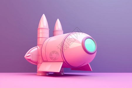 3d粉色的火箭背景图片