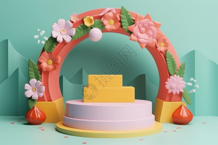 结婚蛋糕花朵元素展台设计图片