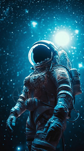 太空中悬浮的宇航员背景图片