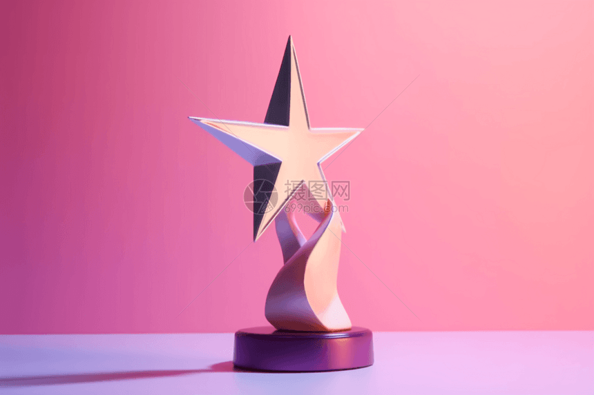 3d渲染明星奖杯雕像图片