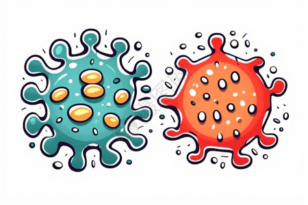 微生物实验室卡通版本的细菌插画