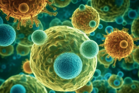 免疫系统疾病微观下的细胞插画