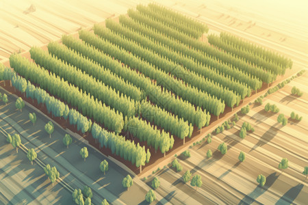 卡通农业素材芹菜田的创意3D设计图设计图片
