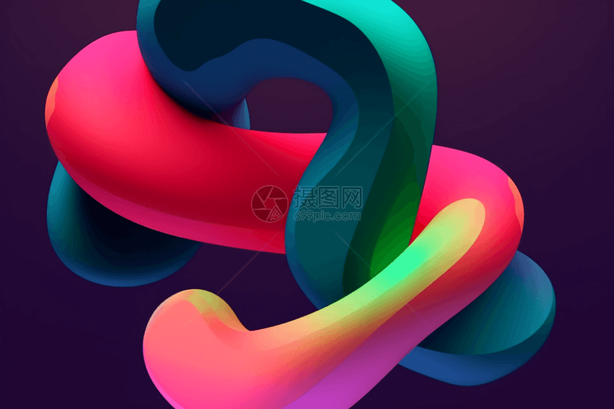 3d抽象渲染彩色扭曲液体图片