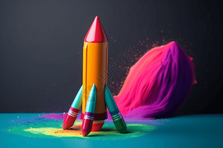 彩色火箭设计图背景图片