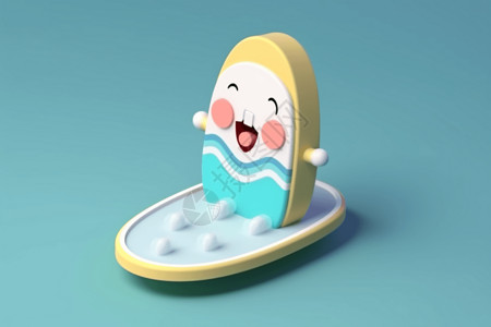 丢肥皂表情冲浪板表情符号3d插画