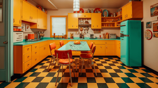 复古厨房3D设计图图片