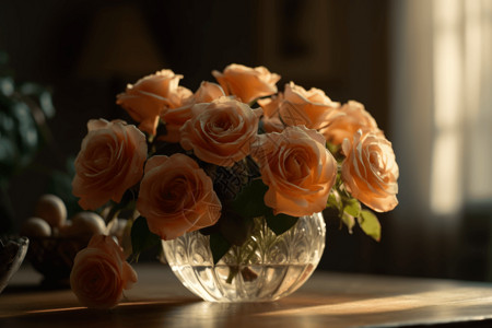 桃色玫瑰花瓶背景图片