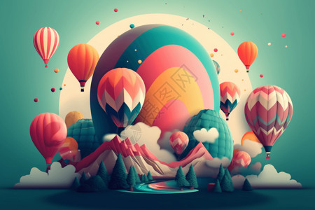 梦幻的热气球背景图片