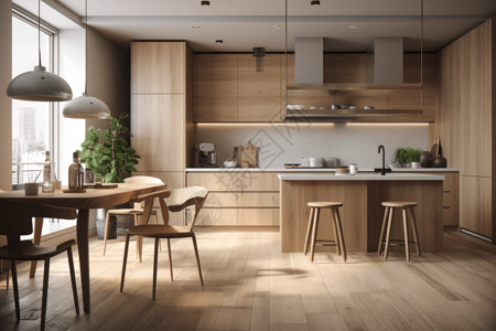 木质现代厨房图片