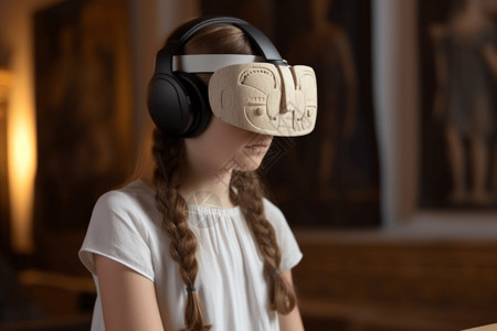 女孩子使用VR背景图片