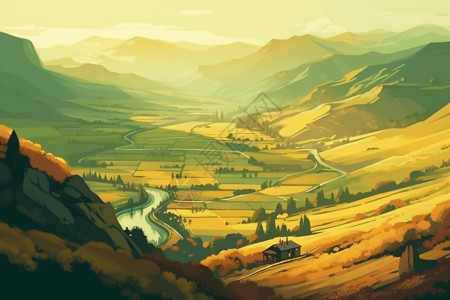 阳光普照的山谷背景图片
