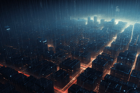 二进制数字城市背景图片