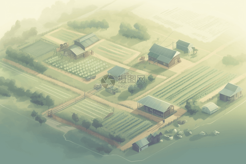 清新白雾的农场图片