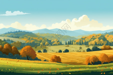 秋天的山丘插图图片