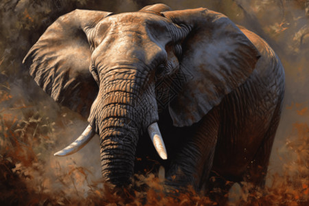 野生大象的插画背景图片
