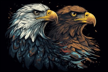 老鹰的卡通插图背景图片