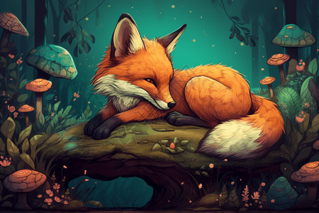 可爱狐狸的插图图片