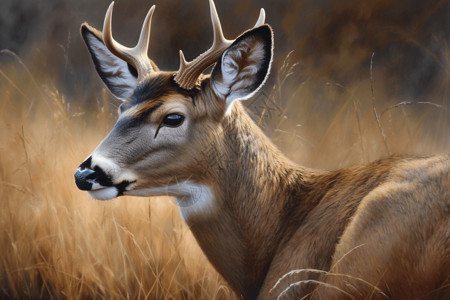 鹿的水彩平面插画图片