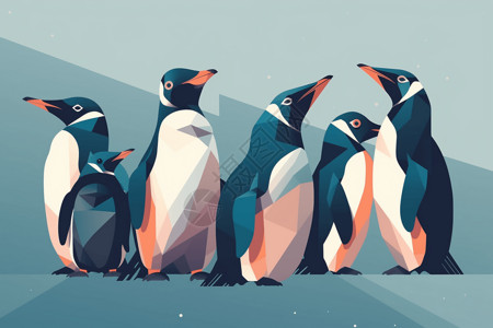企鹅的3D卡通插图图片