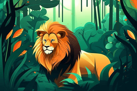 雄伟狮子的卡通插图背景图片